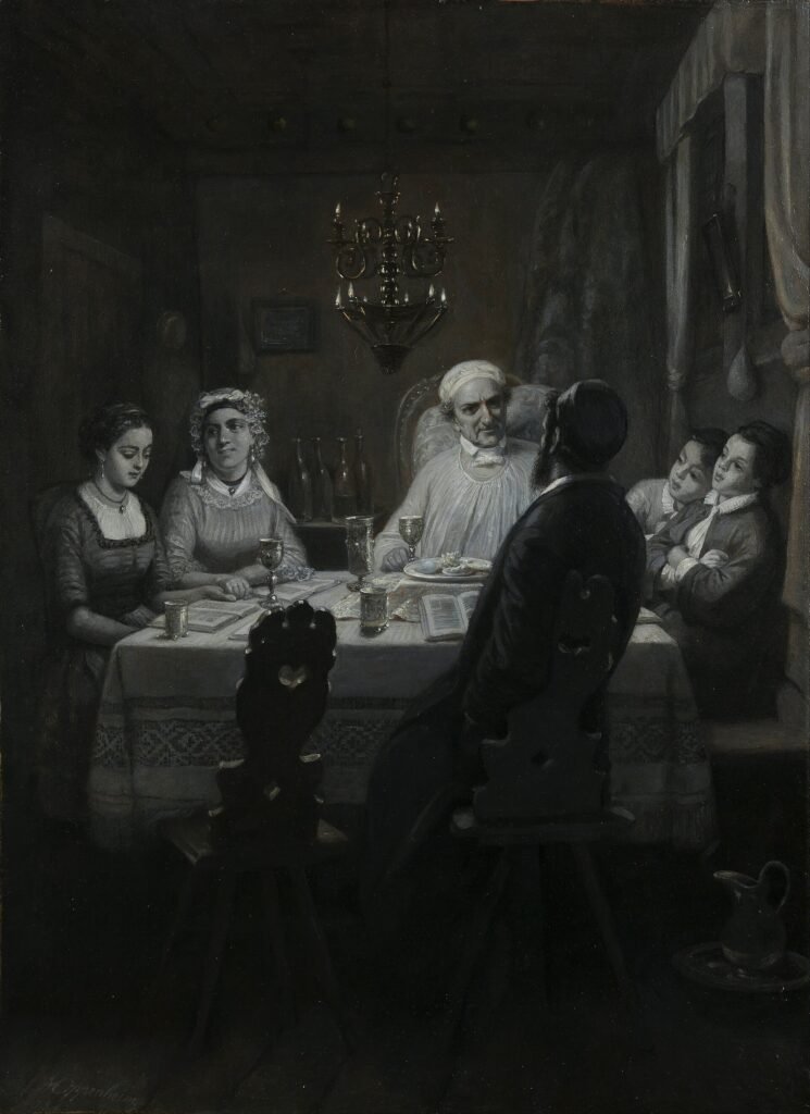 The Passover Seder, painting by Moritz Daniel Oppenheim, around 1867