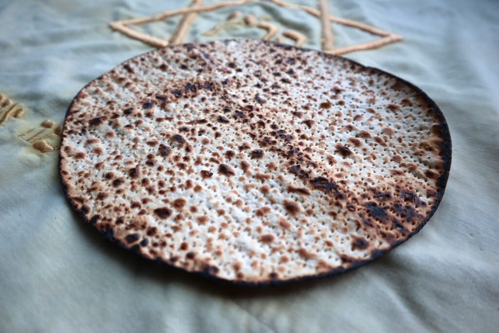 Round handmade shmurah matzah for Pesach